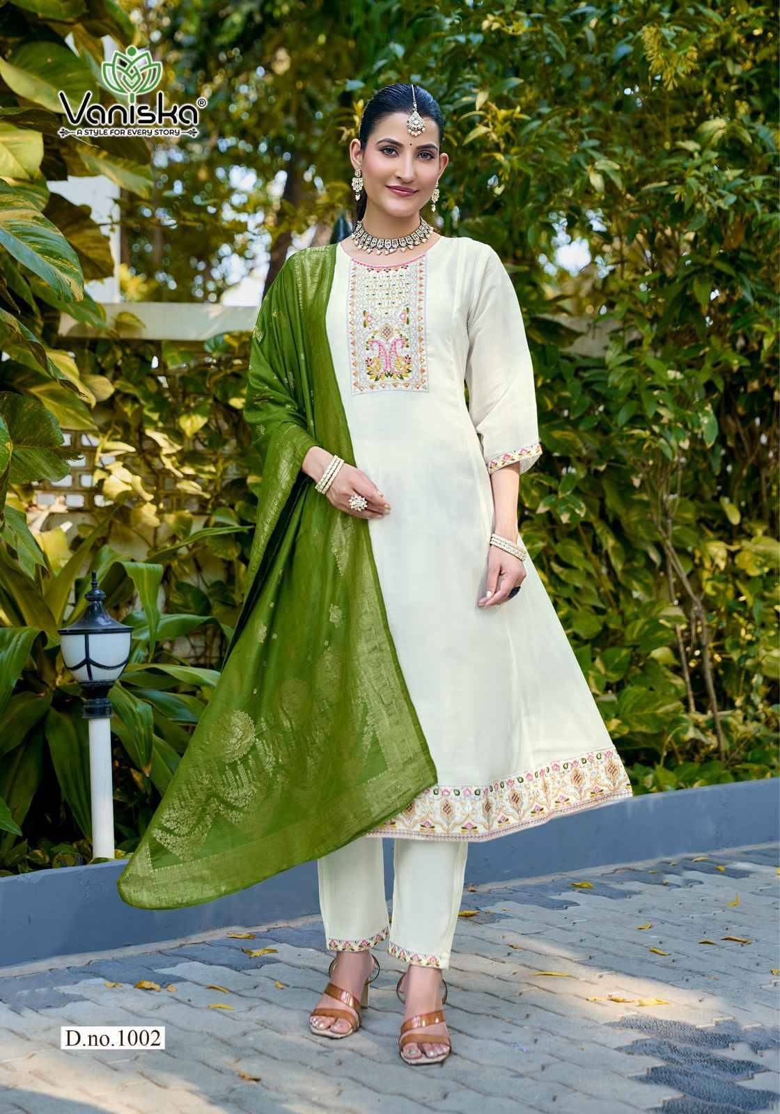ANARKALI VOL.1 By VANISKA 1001 To 1006 Series Beautiful Festive Suits Colorful Stylish Fancy Ethnic Wear CHANDERI Embroidery Dresses At Wholesale Price